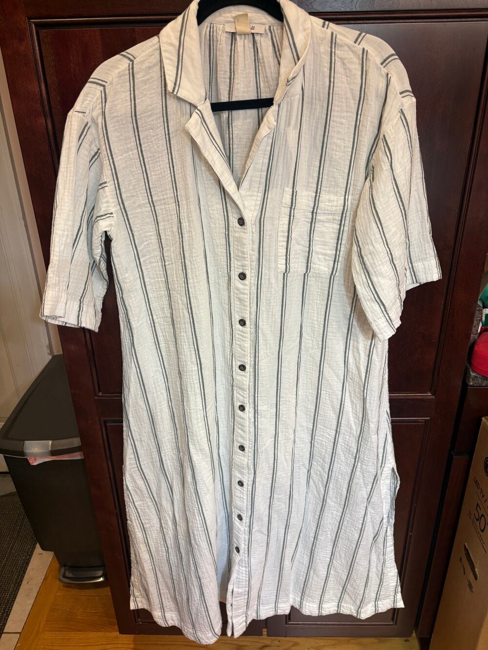 Madewell Lightestspun Stripe Cover-Up Maxi Shirtdress Size XS